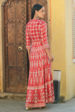 Thumbnail for Juniper Women's Peach Rayon Printed Flared Dress - Distacart