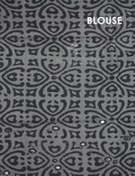 Thumbnail for Grey Colour Block Print With Mirron Embroidered Pure Mulmul Cotton Saree By Gayathri Reddy Designer Studio - Distacart
