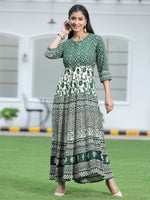 Thumbnail for Juniper Women's Green Rayon Printed Flared Dress - Distacart