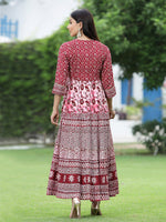 Thumbnail for Juniper Women's Maroon Rayon Printed Flared Dress - Distacart