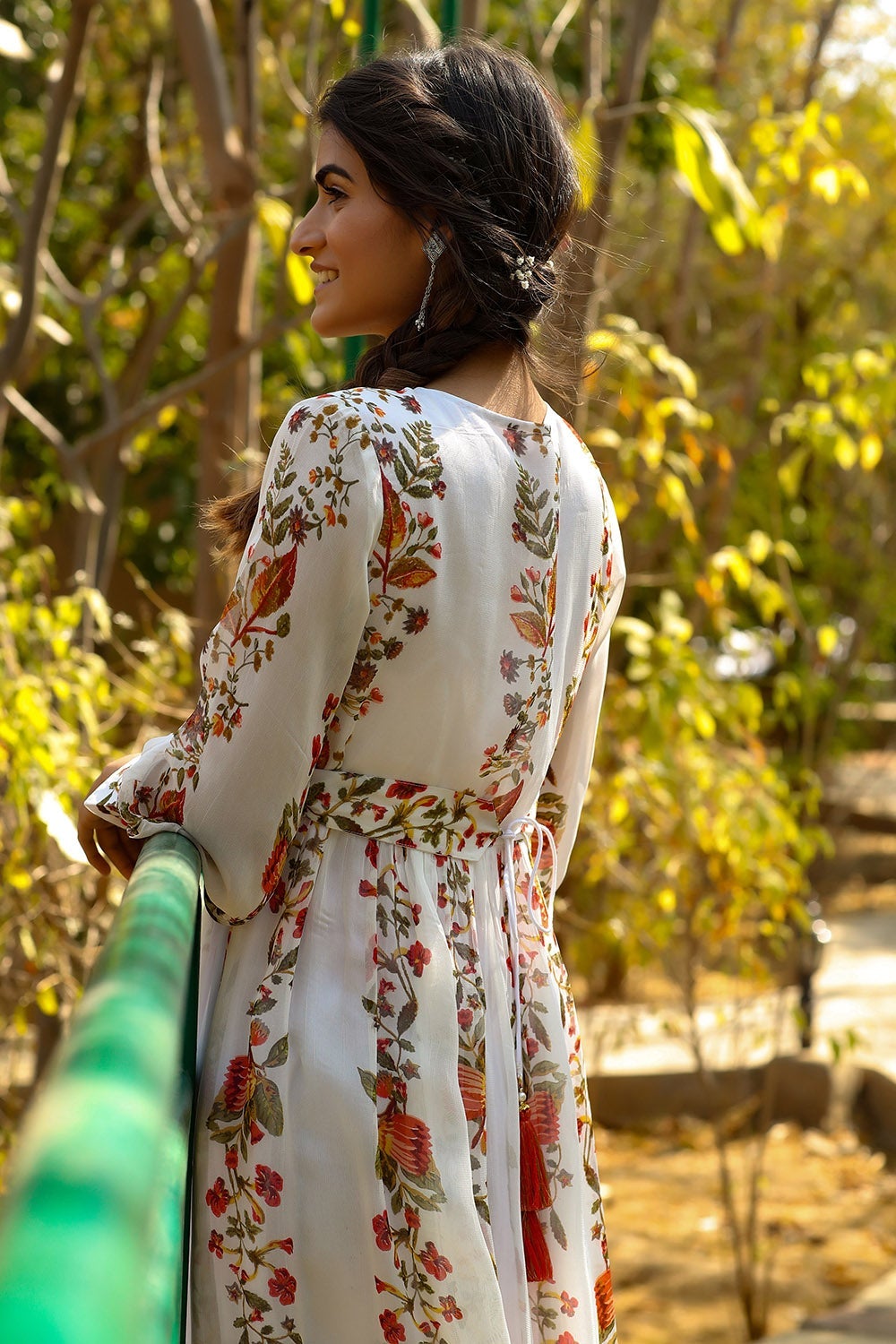 Juniper Women's Offwhite Chiffon Printed Flared Dress - Distacart