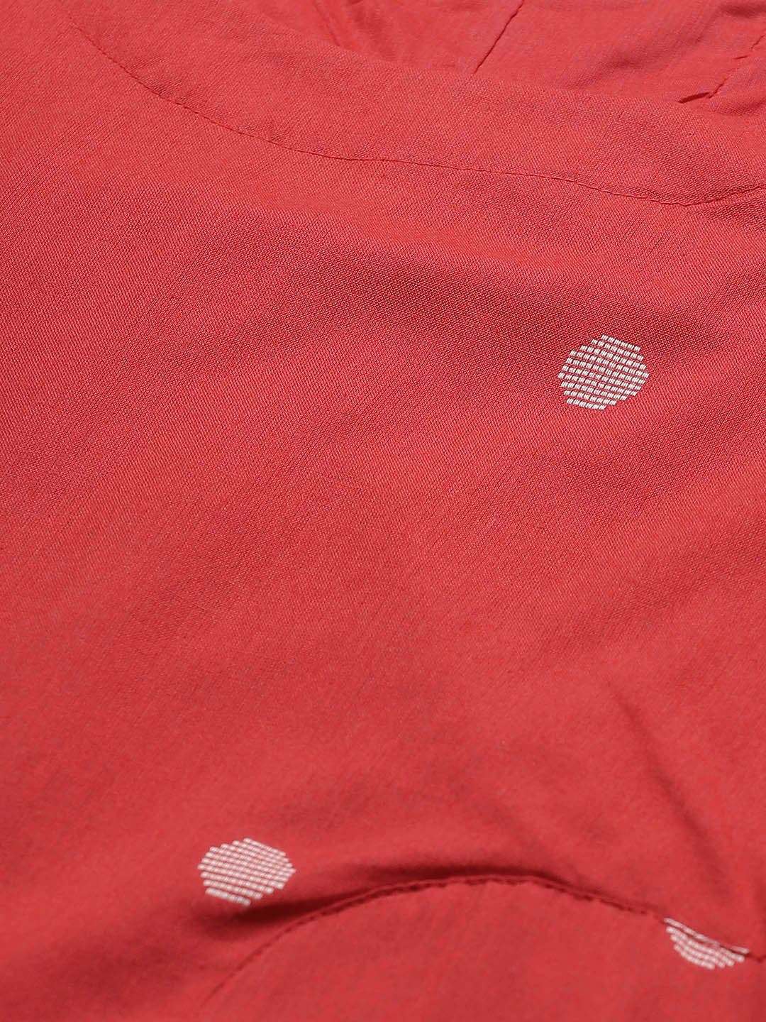 Biba Women Red & White Woven Design Asymmetric A-Line Kurta - Distacart