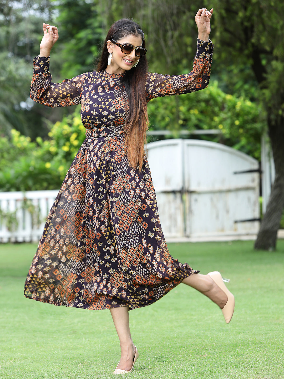 Juniper Womens Multi Chiffon Digital Printed Maxi Dress - Distacart