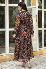 Thumbnail for Juniper Women's Multi Chiffon Printed Flared Dress - Distacart