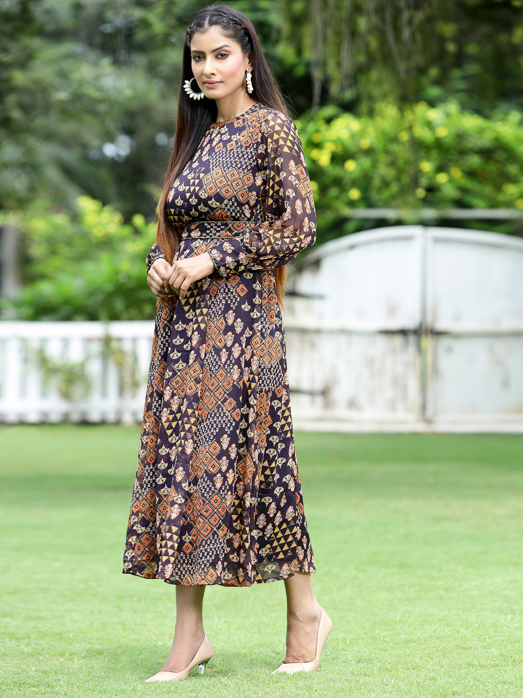 Juniper Womens Multi Chiffon Digital Printed Maxi Dress - Distacart
