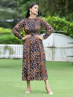 Thumbnail for Juniper Women's Multi Chiffon Printed Flared Dress - Distacart