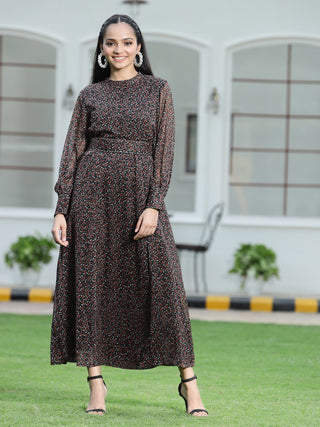 Juniper Womens Black Chiffon Digital Floral Printed Maxi Dress - Distacart