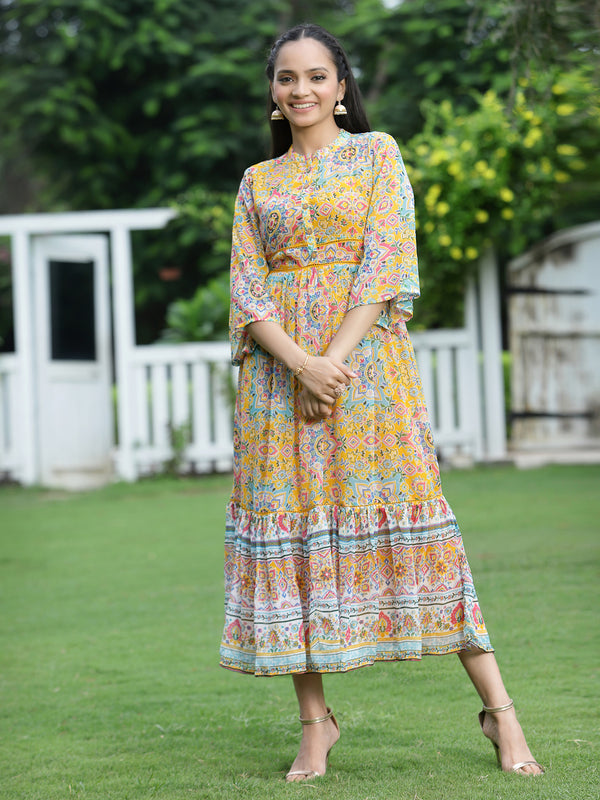 mustard yellow chiffon dress Brittany Chiffon Maxi Dress