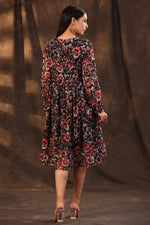 Thumbnail for Juniper Women Black Chiffon Printed Flared Dress - Distacart