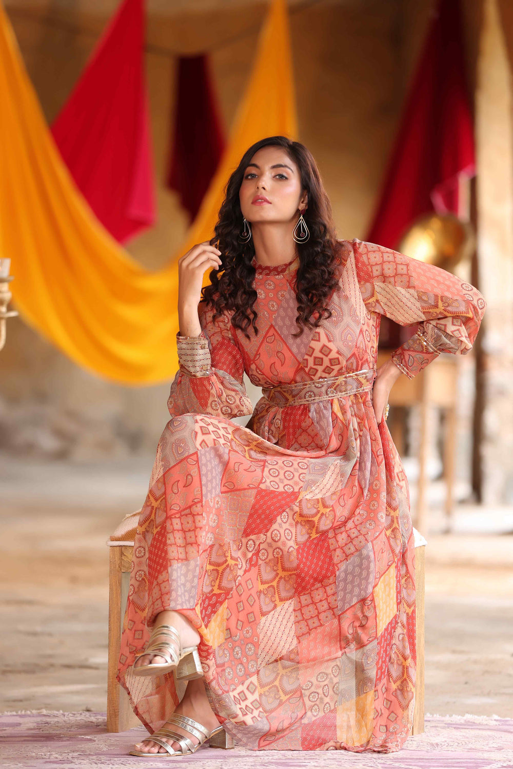 Juniper Women's Multi Chiffon Printed Flared Dress - Distacart