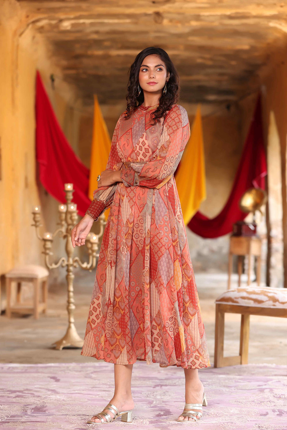 Juniper Women's Multi Chiffon Printed Flared Dress - Distacart