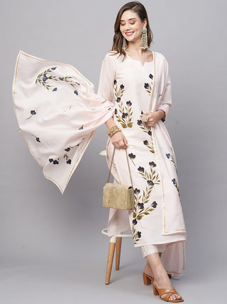Kalini Floral Printed Straight Kurta with Trousers & Dupatta - Distacart
