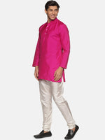 Thumbnail for Sethukrishna Men Pink Solid Kurta with Pyjamas - Distacart