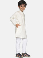 Thumbnail for Sethukrishna Boys Cream-Coloured Pure Cotton Kurta with Pyjamas - Distacart
