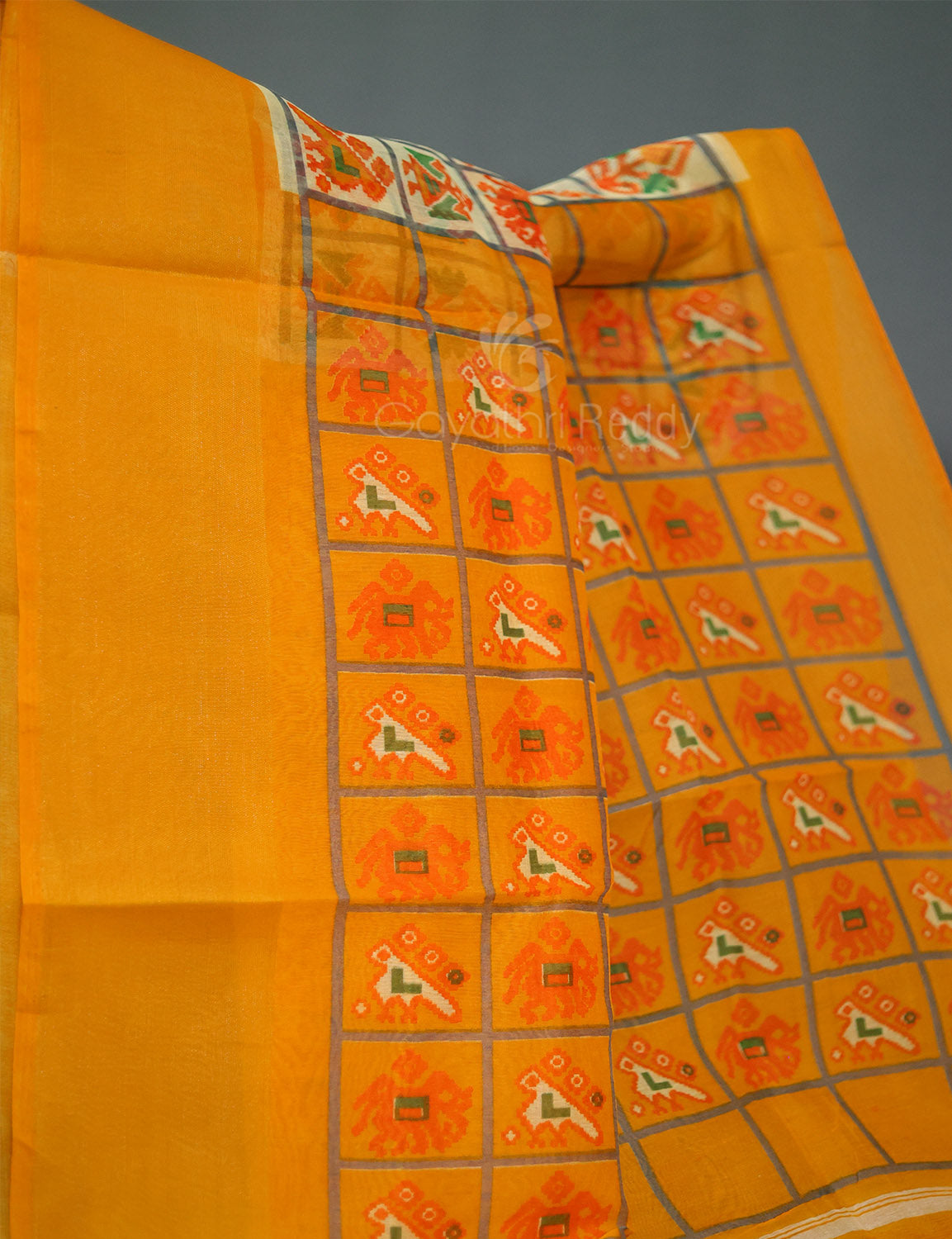Shades of Cream And Haldi Blouse Patola Print Semi Chanderi Saree By Gayathri Reddy Designer Studio - Distacart