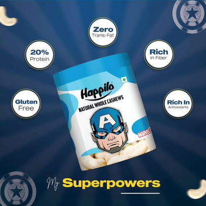 Happilo Natural Whole Cashews-Marvel Captain America Edition - Distacart