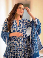 Thumbnail for Kalini Floral Printed Anarkali Kurta & Trousers With Dupatta - Distacart
