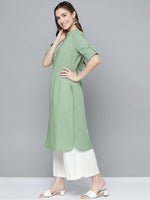 Thumbnail for HERE&NOW Women Mint Green Pakistani Style Kurta - Distacart