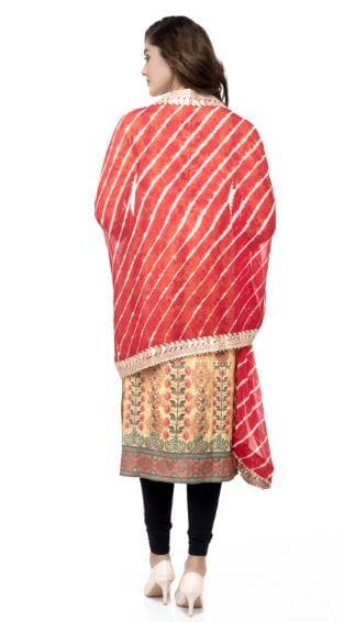 A R Silk Women's Chiffon Gota Work Red Fancy Dupatta