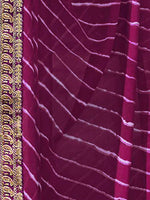 Thumbnail for Mitera Purple & White Leheriya Printed Embroidered Poly Georgette Leheriya Saree - Distacart