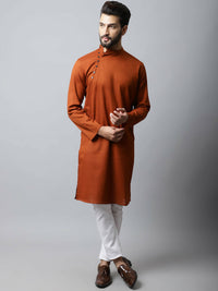 Thumbnail for Even Apparels Brown Color Pure Cotton Men's Kurta With Side Placket (SLD1137) - Distacart