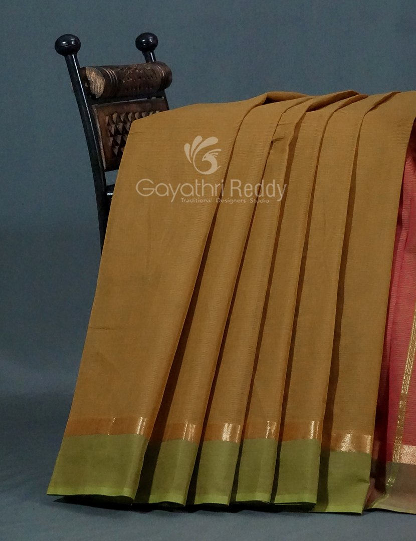 Dual Shades of Dry Mehendi Pure Mangalgiri Cotton By Gayathri Reddy Designer Studio - Distacart