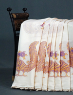 Thumbnail for Cream Colour Block Print Crocia Mulmul Cotton Saree By Gayathri Reddy Designer Studio - Distacart