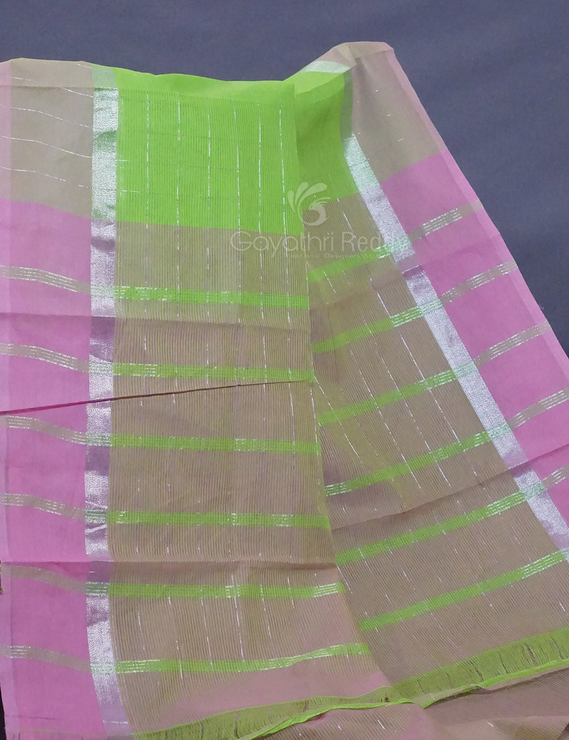 Dual Shade of Apple Green And Baby Pink Pure Mangalgiri Cotton By Gayathri Reddy Designer Studio - Distacart