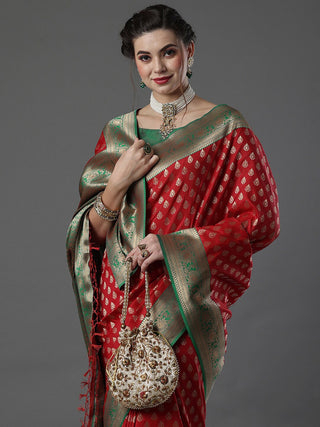 Mitera Woven Design Zari Silk Blend Banarasi Saree - Distacart