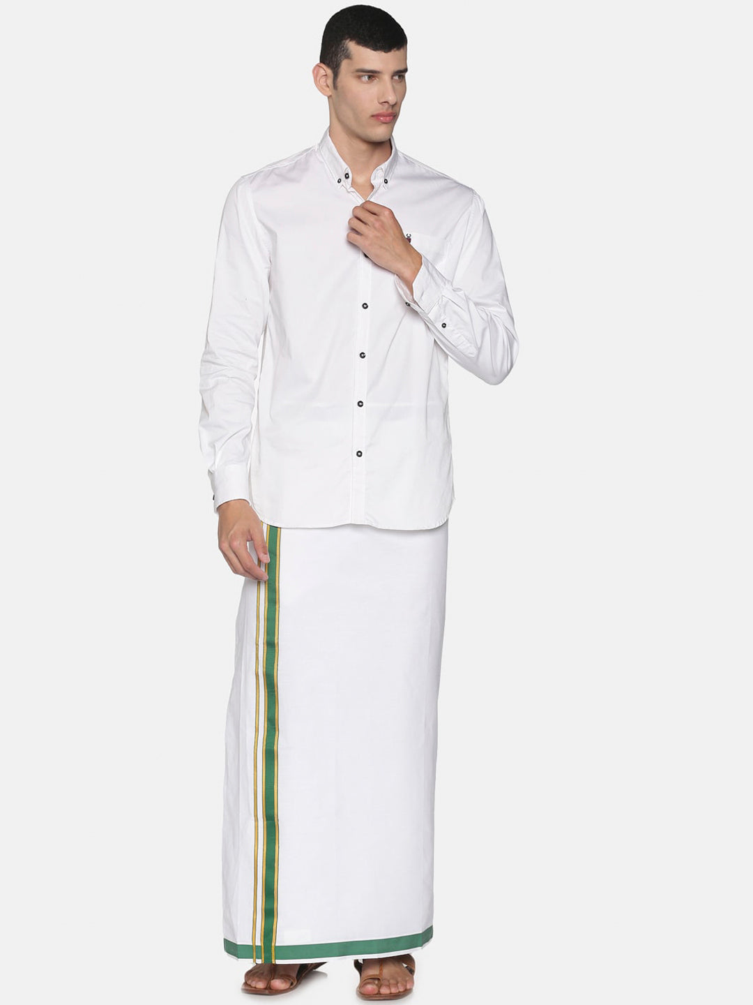 Sethukrishna Men Pack Of 2 White Solid Cotton Readymade Dhoti - Distacart
