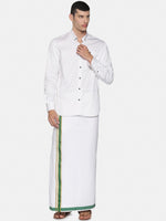 Thumbnail for Sethukrishna Men Pack Of 2 White Solid Cotton Readymade Dhoti - Distacart