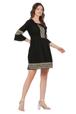 Thumbnail for PAVONINE Black Color Rayon Fabric Printed Short Midi For Girls - Distacart