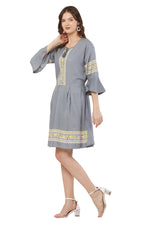 Thumbnail for PAVONINE Grey Color Rayon Fabric Printed Short Midi For Girls - Distacart