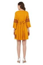 Thumbnail for PAVONINE Mustard Color Rayon Fabric Printed Short Midi For Girls - Distacart