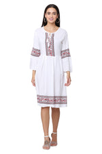 Thumbnail for PAVONINE White Color Rayon Fabric Printed Short Midi For Girls - Distacart