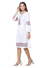 Thumbnail for PAVONINE White Color Rayon Fabric Printed Short Midi For Girls - Distacart