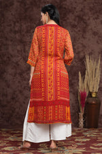 Thumbnail for Juniper Women's Mustard Chiffon Printed Straight Kurta - Distacart