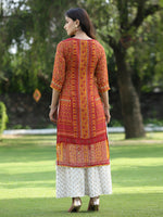 Thumbnail for Juniper Womens Mustard Chiffon Printed Straight Kurta - Distacart