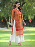 Thumbnail for Juniper Womens Mustard Chiffon Printed Straight Kurta - Distacart