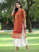 Thumbnail for Juniper Womens Mustard Chiffon Printed Straight Kurta - Distacart