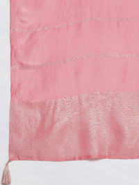 Thumbnail for Libas Women Pink Zari Kurta with Palazzos & With Dupatta - Distacart