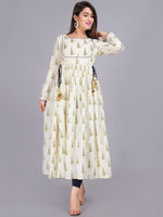 Thumbnail for Kalini Women Beige & Green Ethnic Motifs Printed Anarkali Kurta - Distacart