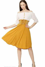 Thumbnail for PAVONINE Mustard Color Kansai Midi For Girls - Distacart