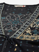 Thumbnail for Juniper Women Navyblue Georgette Printed Jacket Style Dress - Distacart