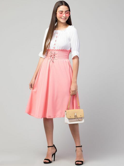 PAVONINE Peach Color Kansai Midi For Girls - Distacart