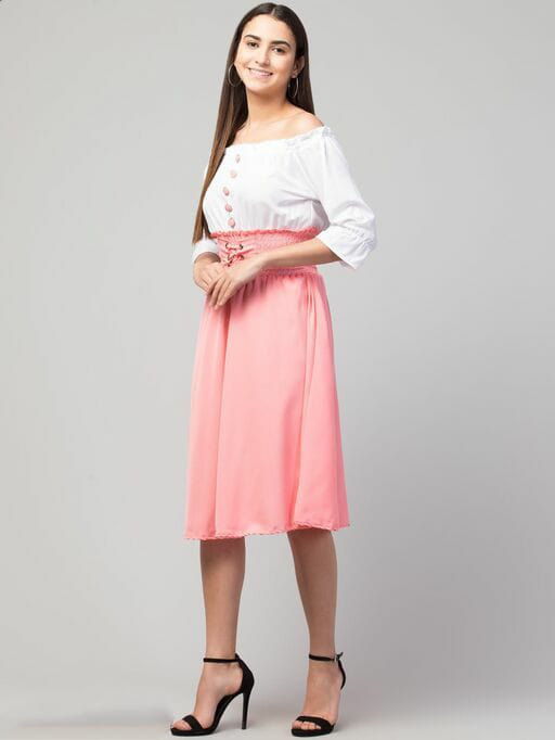 PAVONINE Peach Color Kansai Midi For Girls - Distacart