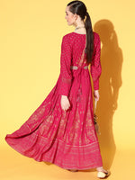 Thumbnail for Juniper Women Fuchsia Rayon Printed Flared Dress - Distacart