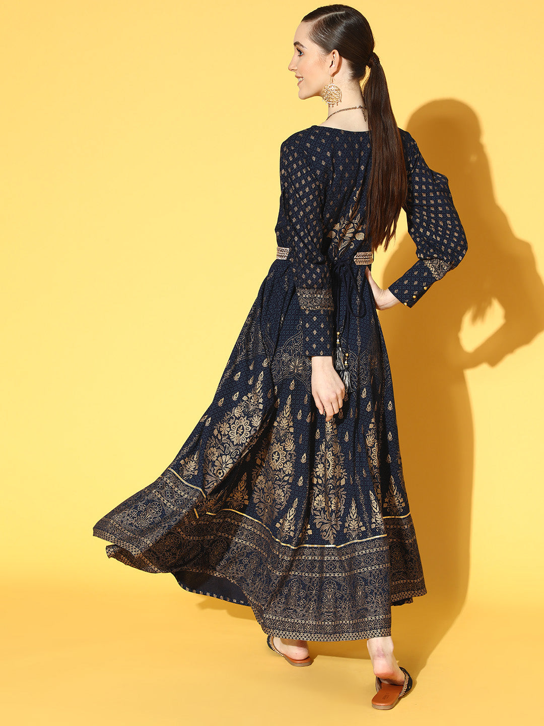 Juniper Women Navyblue Rayon Printed Flared Dress - Distacart