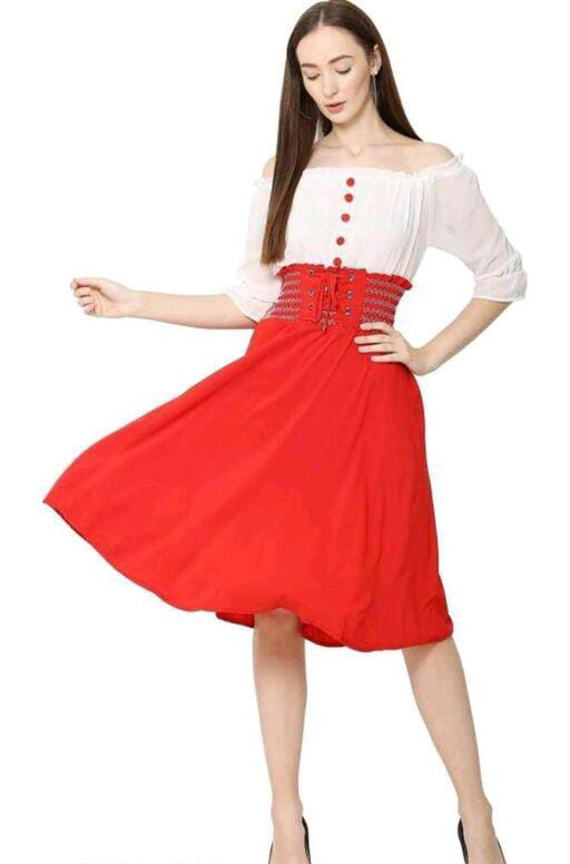 PAVONINE Red Color Kansai Midi For Girls - Distacart