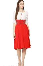 Thumbnail for PAVONINE Red Color Kansai Midi For Girls - Distacart